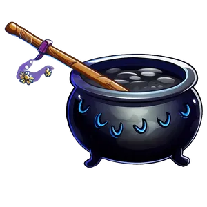 Witch Cauldron And Broomstick PNG 06292024