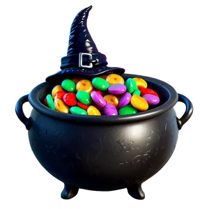 Witch Cauldron With Candy PNG 06292024