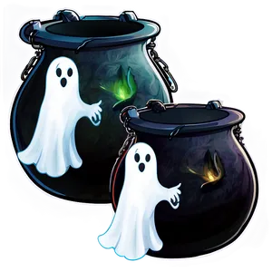 Witch Cauldron With Ghosts PNG 06292024