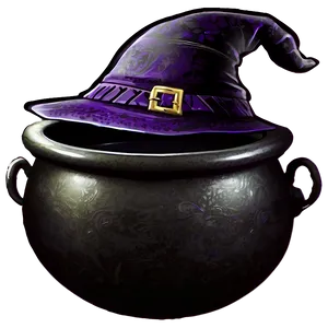 Witch Cauldron With Witch Hat PNG Gyu
