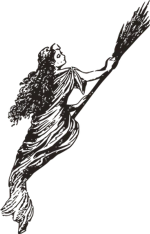 Witch Flying On Broomstick Silhouette PNG image