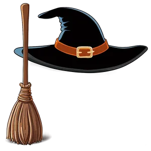 Witch Hat And Broom PNG Jix