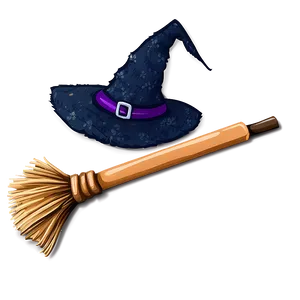 Witch Hat On Broomstick PNG 06292024
