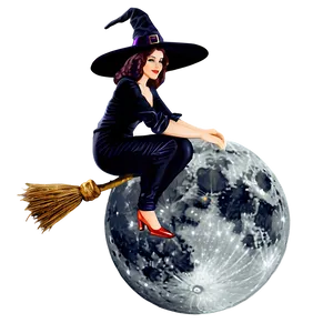 Witch On Moon PNG 05062024