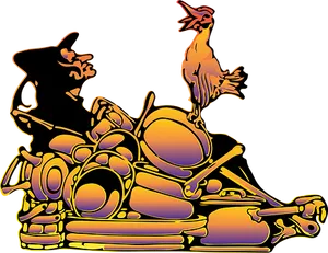 Witch Profile Neon Outline