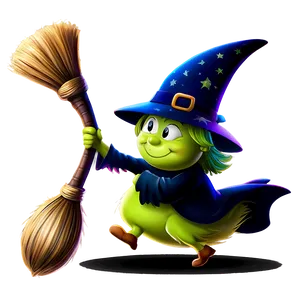 Witch Riding Broom PNG 05062024