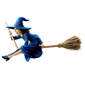 Witch Riding Broom PNG Dwd93