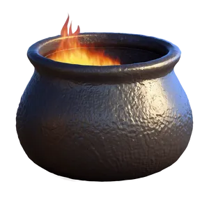 Witch's Cauldron With Flames PNG Rxb