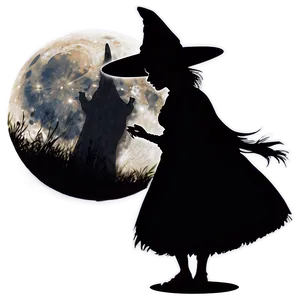 Witch Silhouette Moon PNG 2