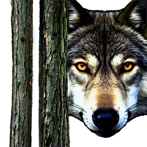 Wolf Face In A Forest Background PNG Gbx87 PNG