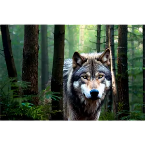 Wolf Face In A Forest Background Png Ieh15 PNG image