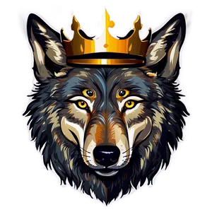 Wolf Face With Crown PNG 06292024