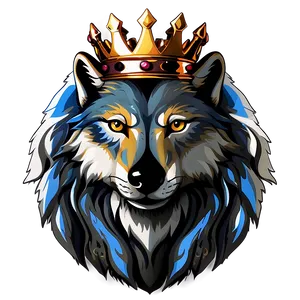 Wolf Face With Crown PNG 06292024