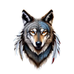 Wolf Face With Feathers PNG Dsn82