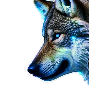 Wolf Face With Northern Lights PNG Unn