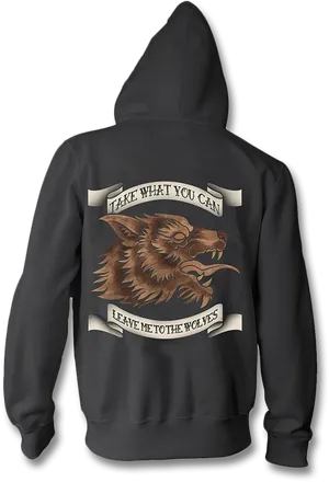 Wolf Graphic Hoodie Back PNG image