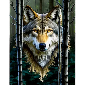 Wolf Head In Forest Setting PNG 45