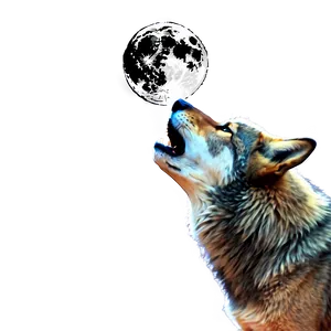 Wolf Howling Full Moon PNG Ksa45