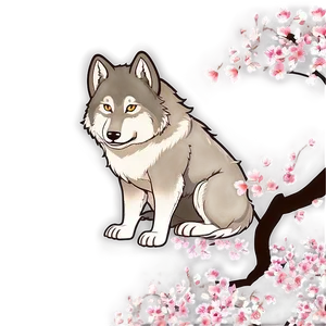 Wolf In Sakura Blossom PNG Fum PNG