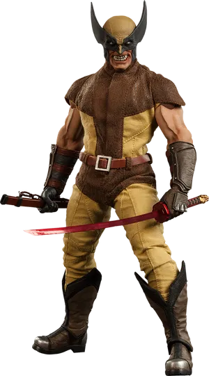 Wolverine Classic Costume Action Pose PNG image