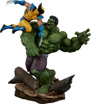 Wolverine_vs_ Hulk_ Statue PNG