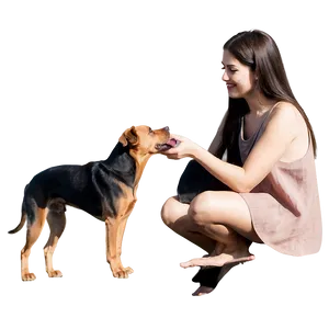Woman And Pet Dog PNG 12