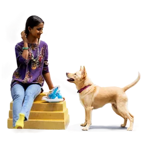 Woman And Pet Dog PNG 66