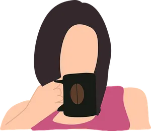 Woman Drinking Coffee Cartoon