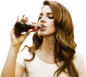 Woman Drinking Cola PNG image