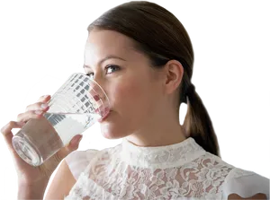 Woman Drinking Water Glass PNG image