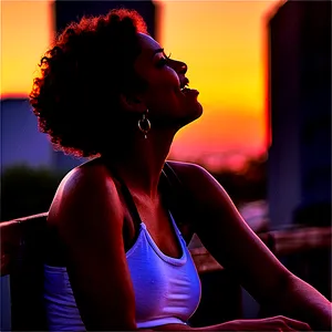 Woman Enjoying Sunset PNG 05232024