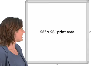 Woman Examining Whiteboard Dimensions PNG