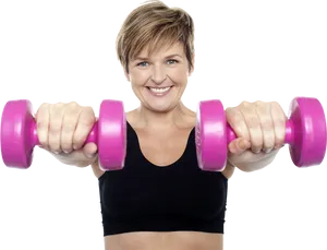 Woman Exercising With Dumbbells PNG image