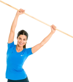 Woman Exercising With Stretching Stick