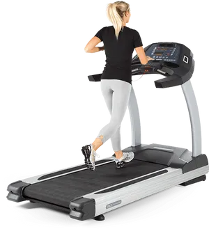 Woman Exercisingon Treadmill PNG