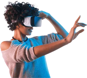 Woman Experiencing V R Technology PNG image
