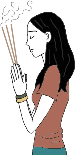 Woman Holding Agarbatti In Prayer PNG