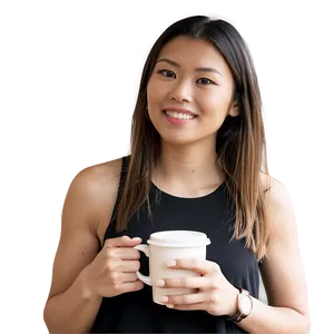 Woman Holding Coffee PNG 2