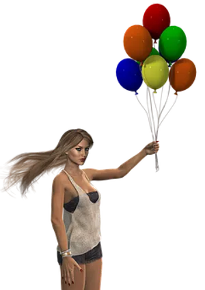 Woman Holding Colorful Balloons