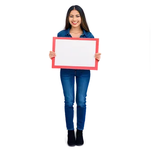 Woman Holding Sign PNG Pwb