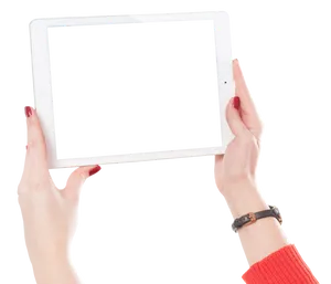 Woman Holding Tablet Frame PNG image