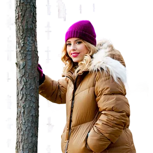 Woman In Winter Coat PNG Kni43