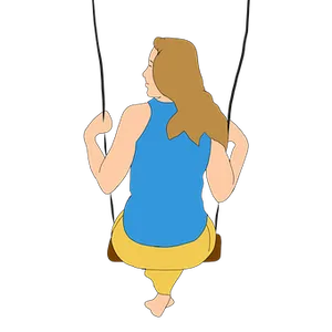Woman On Swing Vector Illustration