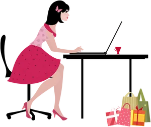 Woman Online Shopping Illustration