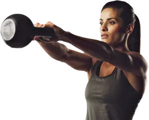 Woman Performing Kettlebell Exercise PNG image