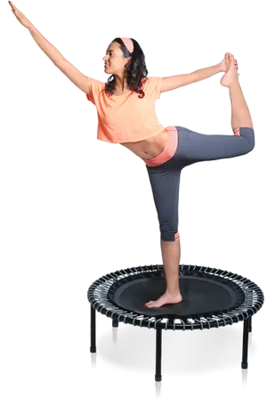 Woman Performing Yoga Poseon Trampoline PNG image