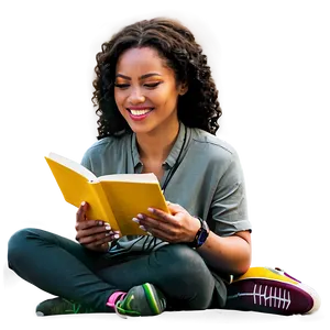 Woman Reading Book PNG Pyj35