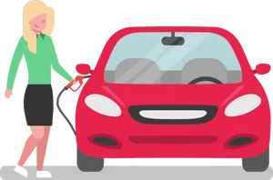 Woman Refueling Car Insurance Concept PNG