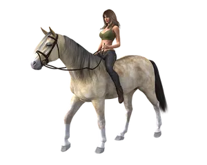 Woman Riding Horse3 D Render