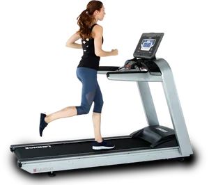 Woman Runningon Treadmill PNG image